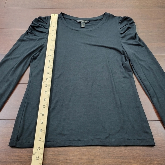 Banana Republic Threadsoft Pleated Shoulder Long Sleeve Stretchy Top XS Black - Picture 8 of 9